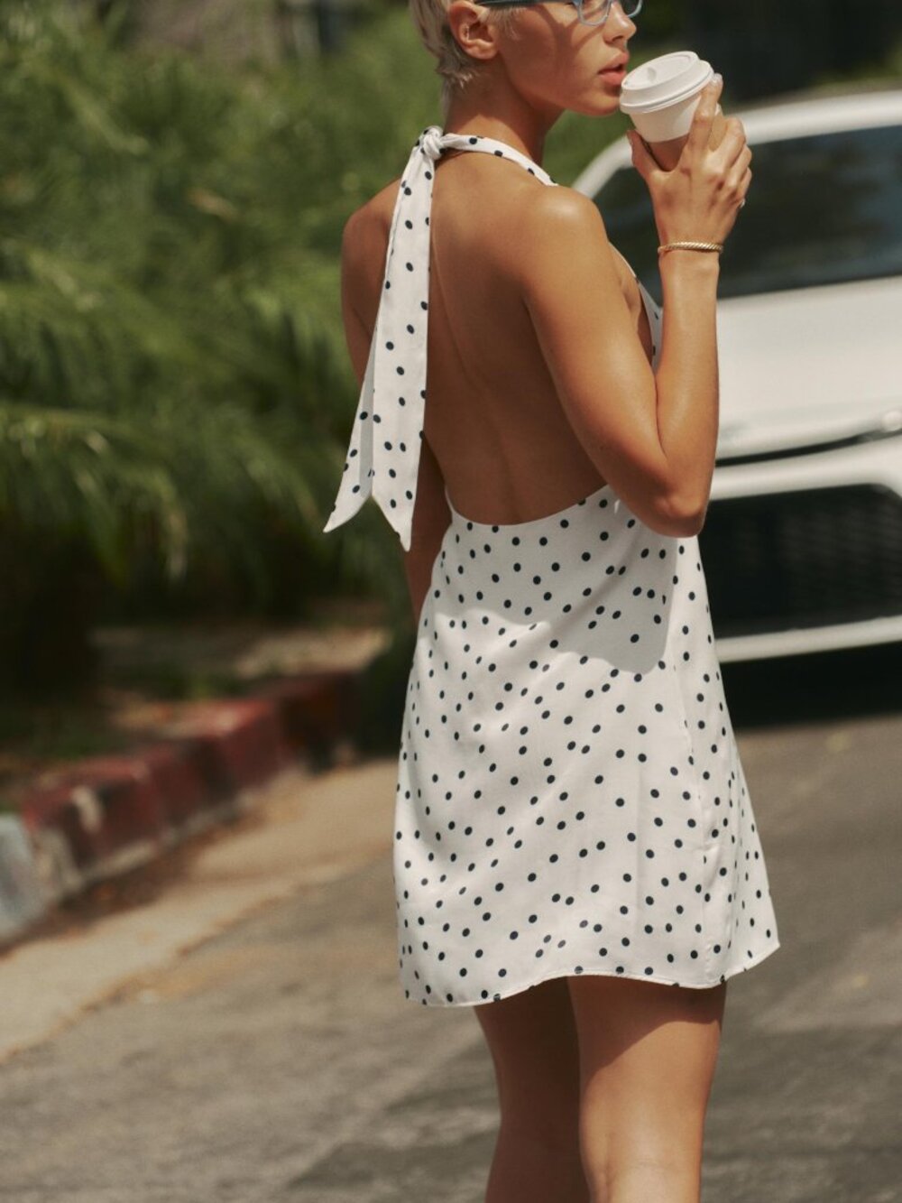 ZARA POLKA DOT OPEN BACK DRESS